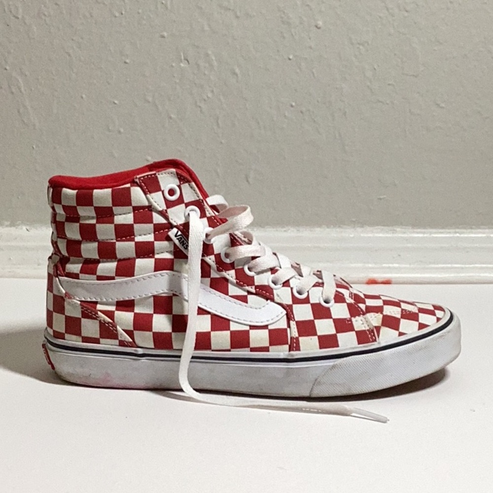 Red Checkered Vans Sk8 Hi